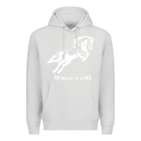 Dove Grey Personalised Horse Printed Equestrian Riding Cob Jumping Rider Horse Premium Hoodie - artisFamous