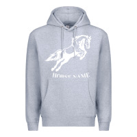 Heather Grey Personalised Horse Printed Equestrian Riding Cob Jumping Rider Horse Premium Hoodie - artisFamous