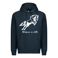 Navy Personalised Horse Printed Equestrian Riding Cob Jumping Rider Horse Premium Hoodie - artisFamous