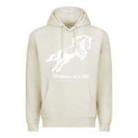 Oatmeal Heather Personalised Horse Printed Equestrian Riding Cob Jumping Rider Horse Premium Hoodie - artisFamous