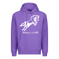 Purple Personalised Horse Printed Equestrian Riding Cob Jumping Rider Horse Premium Hoodie - artisFamous