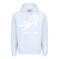 White Personalised Horse Printed Equestrian Riding Cob Jumping Rider Horse Premium Hoodie - artisFamous