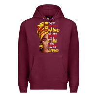 Burgundy black history month shirt african woman afro i am the storm t shirt Premium Hoodie - artisFamous