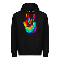 Black cool peace hand tie dye t shirt for boys and girls Premium Hoodie - artisFamous