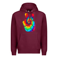 Burgundy cool peace hand tie dye t shirt for boys and girls Premium Hoodie - artisFamous