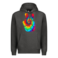 Charcoal Heather cool peace hand tie dye t shirt for boys and girls Premium Hoodie - artisFamous