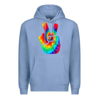Colony Blue cool peace hand tie dye t shirt for boys and girls Premium Hoodie - artisFamous