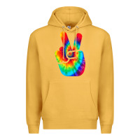 Mustard cool peace hand tie dye t shirt for boys and girls Premium Hoodie - artisFamous