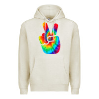 Oatmeal Heather cool peace hand tie dye t shirt for boys and girls Premium Hoodie - artisFamous