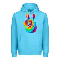 Ocean Blue cool peace hand tie dye t shirt for boys and girls Premium Hoodie - artisFamous