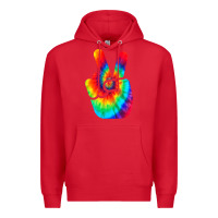 Red cool peace hand tie dye t shirt for boys and girls Premium Hoodie - artisFamous