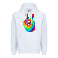 White cool peace hand tie dye t shirt for boys and girls Premium Hoodie - artisFamous
