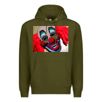 Army Green embroidered clown Premium Hoodie - artisFamous