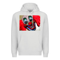 Dove Grey embroidered clown Premium Hoodie - artisFamous