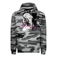 Slate Camo monroe black and white pink handwriting t shirt Premium Hoodie - artisFamous