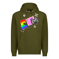 Army Green nyan cat t shirt Premium Hoodie - artisFamous