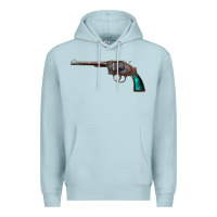 Blue Mist Revolver Handgun Premium Hoodie - artisFamous