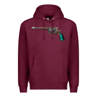 Burgundy Revolver Handgun Premium Hoodie - artisFamous