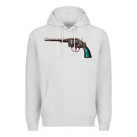 Dove Grey Revolver Handgun Premium Hoodie - artisFamous