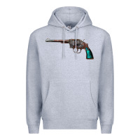 Heather Grey Revolver Handgun Premium Hoodie - artisFamous