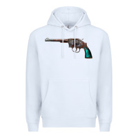 White Revolver Handgun Premium Hoodie - artisFamous