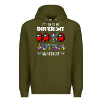 Army Green a.mong us it's o.kay to be different autism awareness t shirt Premium Hoodie - artisFamous
