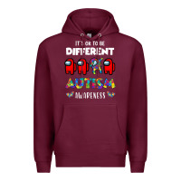 Burgundy a.mong us it's o.kay to be different autism awareness t shirt Premium Hoodie - artisFamous