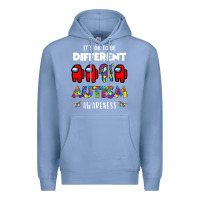Colony Blue a.mong us it's o.kay to be different autism awareness t shirt Premium Hoodie - artisFamous