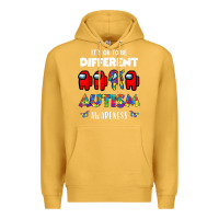 Mustard a.mong us it's o.kay to be different autism awareness t shirt Premium Hoodie - artisFamous