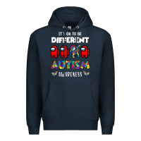 Navy a.mong us it's o.kay to be different autism awareness t shirt Premium Hoodie - artisFamous