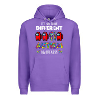 Purple a.mong us it's o.kay to be different autism awareness t shirt Premium Hoodie - artisFamous