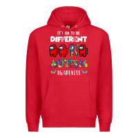 Red a.mong us it's o.kay to be different autism awareness t shirt Premium Hoodie - artisFamous