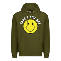 Army Green retro   have a nice day   smile happy face Premium Hoodie - artisFamous