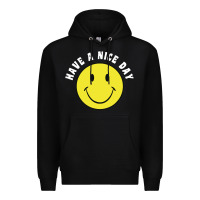 Black retro   have a nice day   smile happy face Premium Hoodie - artisFamous