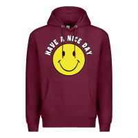 Burgundy retro   have a nice day   smile happy face Premium Hoodie - artisFamous