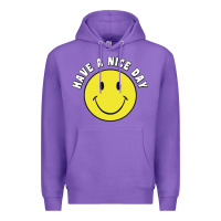 Purple retro   have a nice day   smile happy face Premium Hoodie - artisFamous