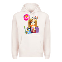 Pale Pink bluey mom dad funny queen for family lover t shirt Premium Hoodie - artisFamous