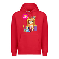 Red bluey mom dad funny queen for family lover t shirt Premium Hoodie - artisFamous