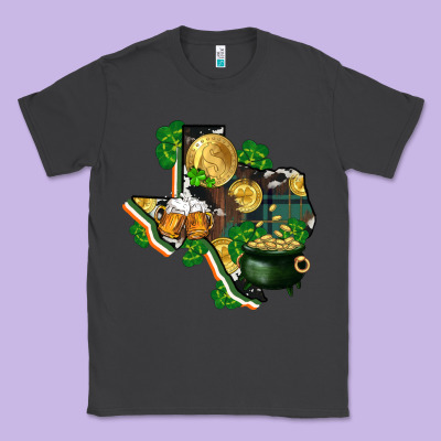 Texas Map St Patricks Day Classic Tee Designed By Fadigitalartstudio
