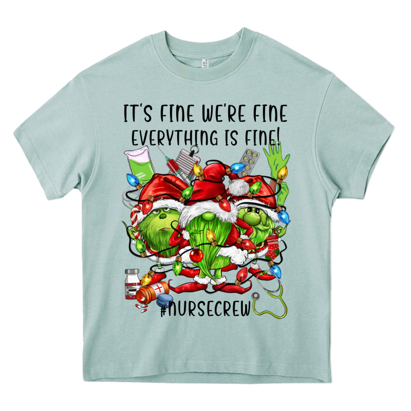 It's Fine We're Fine Everythıng Is Fine! Nursecre Heavy Core Tee by FaDigitalArtStudio | Teevron