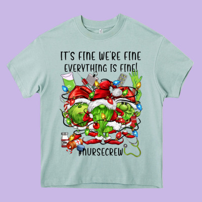 It's Fine We're Fine Everythıng Is Fine! Nursecre Heavy Core Tee Designed By Fadigitalartstudio