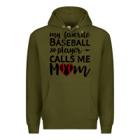 Army Green womens my favorite baseball player calls me mom Premium Hoodie - artisFamous