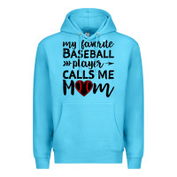 Ocean Blue womens my favorite baseball player calls me mom Premium Hoodie - artisFamous
