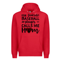 Red womens my favorite baseball player calls me mom Premium Hoodie - artisFamous