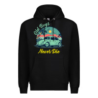 Black Vintage Funny Beetle Bug Distressed Classic Cars Old Bugs Never Die Premium Hoodie - artisFamous