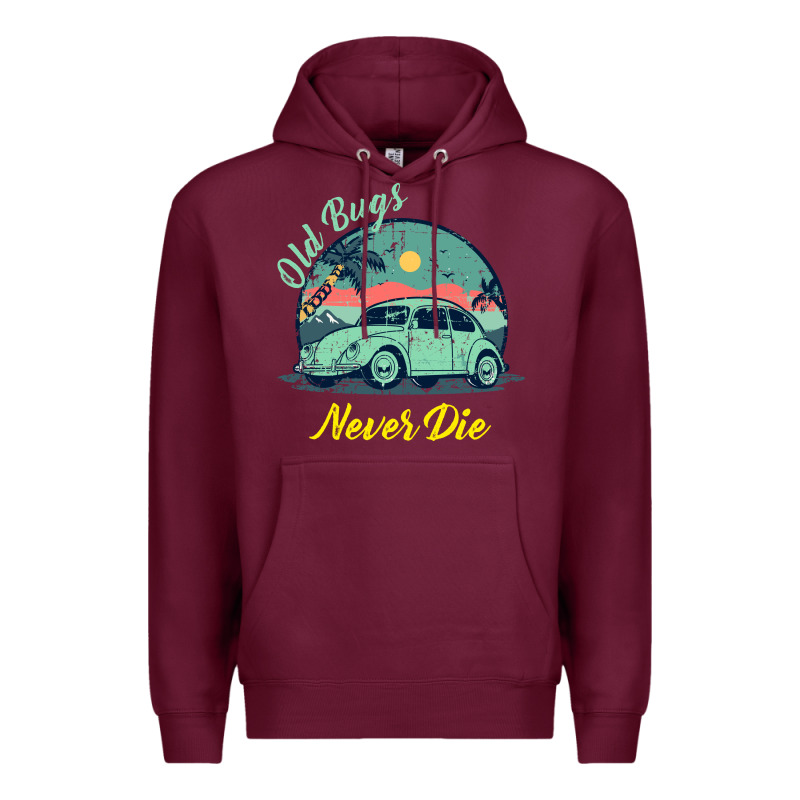 Vintage Funny Beetle Bug Distressed Classic Cars Old Bugs Never Die Premium Hoodie by artisFamous | Teevron