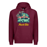 Burgundy Vintage Funny Beetle Bug Distressed Classic Cars Old Bugs Never Die Premium Hoodie - artisFamous