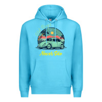 Ocean Blue Vintage Funny Beetle Bug Distressed Classic Cars Old Bugs Never Die Premium Hoodie - artisFamous