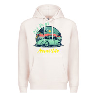 Pale Pink Vintage Funny Beetle Bug Distressed Classic Cars Old Bugs Never Die Premium Hoodie - artisFamous