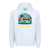 White Vintage Funny Beetle Bug Distressed Classic Cars Old Bugs Never Die Premium Hoodie - artisFamous